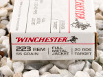 Winchester - Full Metal Jacket - 55 Grain 223 Remington Ammo - 20 Rounds