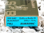 Sellier & Bellot Subsonic - Full Metal Jacket - 200 Grain 300 AAC Blackout Ammo - 20 Rounds