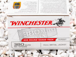 Winchester USA Full Metal Jacket (FMJ) 95 Grain 380 Auto (ACP) Ammo - 200 Rounds